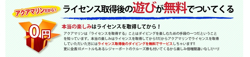 ライセンス取得後のダイビング無料サービス